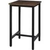 WOLTU Table De Bar.Table De Cuisine Carré.en Aggloméré Et Métal.60x60x102cm.Hêtre Foncé -Table haute et bar Soldes 48477982 1