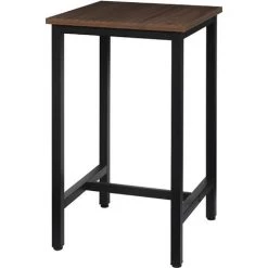 WOLTU Table De Bar.Table De Cuisine Carré.en Aggloméré Et Métal.60x60x102cm.Hêtre Foncé