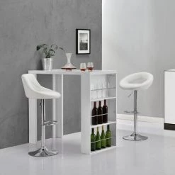 Table De Bar Bonn 3 Étagères 117 X 57 X 107 Cm Blanc [en.casa]