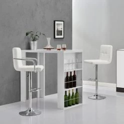 Table De Bar Bonn 3 Étagères 117 X 57 X 107 Cm Blanc [en.casa] -Table haute et bar Soldes 4895976 5