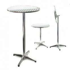 HELLOSHOP26 Table Bistro Haute Bar Aluminium Réglage Hauteur Pliable 74/114cm Diamètre 60 Cm Salon