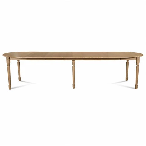 HELLIN Table Ronde 6 Pieds Tournés 115 Cm + 3 Rallonges Bois - VICTORIA - Chêne 4 HELLIN Table Ronde 6 Pieds Tournés 115 Cm + 3 Rallonges Bois - VICTORIA - Chêne – Image 2