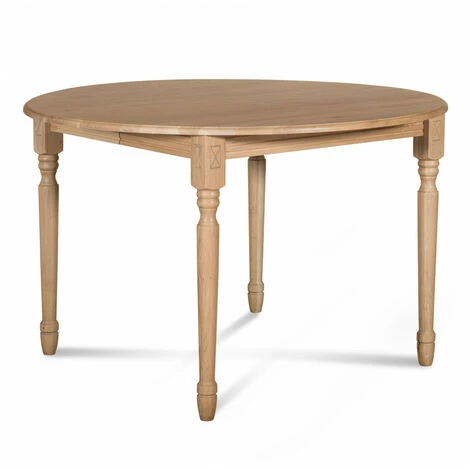 HELLIN Table Ronde 6 Pieds Tournés 115 Cm + 3 Rallonges Bois - VICTORIA - Chêne 5 HELLIN Table Ronde 6 Pieds Tournés 115 Cm + 3 Rallonges Bois - VICTORIA - Chêne – Image 3