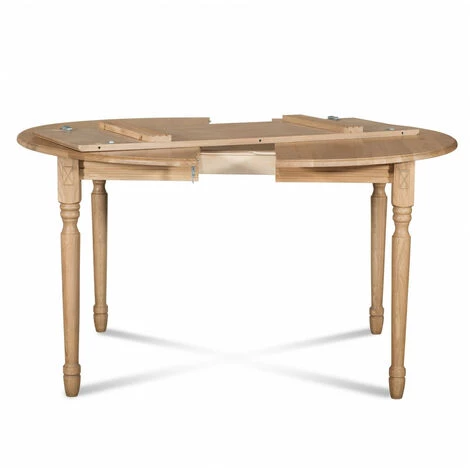 HELLIN Table Ronde 6 Pieds Tournés 115 Cm + 3 Rallonges Bois - VICTORIA - Chêne 6 HELLIN Table Ronde 6 Pieds Tournés 115 Cm + 3 Rallonges Bois - VICTORIA - Chêne – Image 4