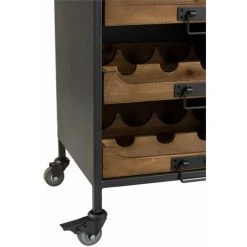 HELLIN Armoire Porte Bouteilles Au Style Industriel - BORDEAUX - Noir -Table haute et bar Soldes 49302515 3