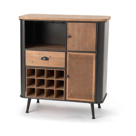 Amadeus - Meuble Bar Eugène à Cannage En Métal Et Bois - Marron 3 Amadeus - Meuble Bar Eugène à Cannage En Métal Et Bois - Marron