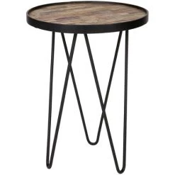 Table Haute En Bois Et Métal, Finition Naturel - Dim : H 52 X Dia 39 Cm - PEGANE -