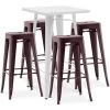 PRIVATEFLOOR Table De Bar Blanche + X4 Tabourets De Bar En Acier Design Industriel Set Bistrot Stylix - Nouvelle édition Bronze - - Bronze -Table haute et bar Soldes 50764453 1