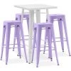 PRIVATEFLOOR Table De Bar Blanche + X4 Tabourets De Bar En Acier Design Industriel Set Bistrot Stylix - Nouvelle édition Violet Pastel - - Violet Pastel -Table haute et bar Soldes 50764458 1