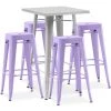 PRIVATEFLOOR Table De Bar Argentée + X4 Tabourets De Bar En Acier Ensemble Bistrot Stylix Design Industriel - Nouvelle édition Violet Pastel - - Violet Pastel -Table haute et bar Soldes 50764467 1