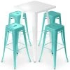 PRIVATEFLOOR Table De Bar Blanche + X4 Tabourets De Bar En Acier Mat Set Bistrot Stylix Design Industriel - Nouvelle édition Vert Pastel - - Vert Pastel -Table haute et bar Soldes 50764473 1
