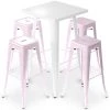 PRIVATEFLOOR Table De Bar Blanche + X4 Tabourets De Bar En Acier Mat Set Bistrot Stylix Design Industriel - Nouvelle édition Rose Pâle - - Rose Pâle -Table haute et bar Soldes 50764474 1