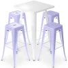 PRIVATEFLOOR Table De Bar Blanche + X4 Tabourets De Bar En Acier Mat Set Bistrot Stylix Design Industriel - Nouvelle édition Lavande - - Lavande -Table haute et bar Soldes 50764477 1