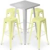 PRIVATEFLOOR Table De Bar Argentée + X4 Tabourets De Bar En Acier Mat Ensemble Bistrot Stylix Design Industriel - Nouvelle édition Jaune Pâle - - Jaune Pâle 2 PRIVATEFLOOR Table De Bar Argentée + X4 Tabourets De Bar En Acier Mat Ensemble Bistrot Stylix Design Industriel - Nouvelle édition Jaune Pâle - - Jaune Pâle -Table haute et bar Soldes 50764494 1