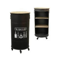 M-S Bar Sur Roulettes 50x50x100 Cm Noir En Bois Et Métal