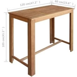YOUTHUP Table Et Tabourets De Bar 5 Pcs Bois D'acacia Massif -Table haute et bar Soldes 51851926 5