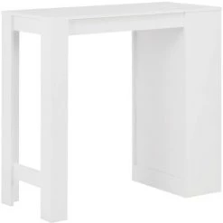 YOUTHUP Table De Bar Avec étagère Blanc 110x50x103 Cm -Table haute et bar Soldes 51852480 3