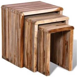 YOUTHUP Table Gigogne 3 Pcs Teck Recyclé - Brun -Table haute et bar Soldes 51860048 2