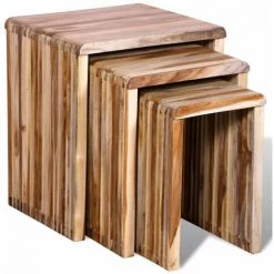 YOUTHUP Table Gigogne 3 Pcs Teck Recyclé - Brun -Table haute et bar Soldes 51860048 3