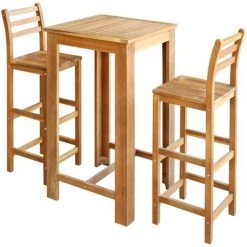 YOUTHUP Table Et Chaises De Bar 3 Pcs Bois D'acacia Massif - Brun