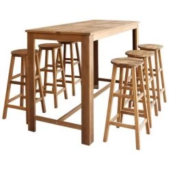 YOUTHUP Table Et Tabourets De Bar 7 Pcs Bois D'acacia Massif - Brun