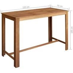 YOUTHUP Table Et Tabourets De Bar 7 Pcs Bois D'acacia Massif - Brun -Table haute et bar Soldes 51861195 5
