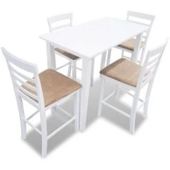 YOUTHUP Set Table Et 4 Chaises De Bar En Bois Coloris Blanc - Blanc