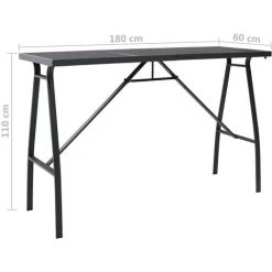 YOUTHUP Table De Bar De Jardin Noir 180x60x110 Cm Verre Trempé - Noir -Table haute et bar Soldes 51868562 5