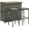 YOUTHUP Ensemble De Bar 3 Pcs Résine Tressée Gris - Gris 1 YOUTHUP Ensemble De Bar 3 Pcs Résine Tressée Gris - Gris -Table haute et bar Soldes 51879528 1