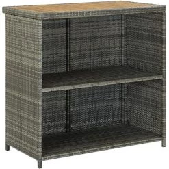 YOUTHUP Ensemble De Bar 3 Pcs Résine Tressée Gris - Gris -Table haute et bar Soldes 51879528 5