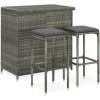 YOUTHUP Ensemble De Bar 3 Pcs Résine Tressée Gris - Gris