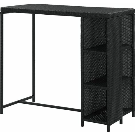 YOUTHUP Table De Bar Avec Rangement Noir 120x60x110 Cm Résine Tressée - Noir 6 YOUTHUP Table De Bar Avec Rangement Noir 120x60x110 Cm Résine Tressée - Noir – Image 4