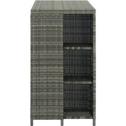 YOUTHUP Table De Bar Avec Rangement Gris 120x60x110 Cm Résine Tressée - Gris -Table haute et bar Soldes 51879535 3