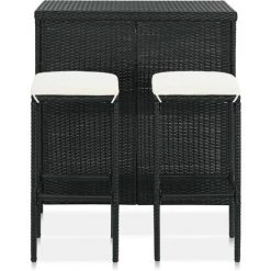 YOUTHUP Ensemble De Bar 3 Pcs Résine Tressée Noir - Noir 8 YOUTHUP Ensemble De Bar 3 Pcs Résine Tressée Noir - Noir -Table haute et bar Soldes 51879555 2