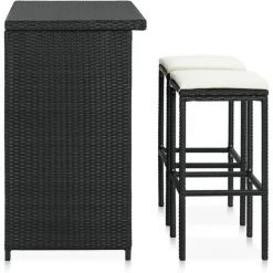 YOUTHUP Ensemble De Bar 3 Pcs Résine Tressée Noir - Noir 9 YOUTHUP Ensemble De Bar 3 Pcs Résine Tressée Noir - Noir -Table haute et bar Soldes 51879555 3