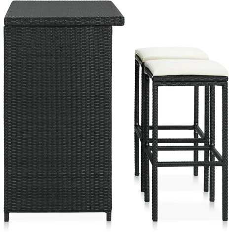 YOUTHUP Ensemble De Bar 3 Pcs Résine Tressée Noir - Noir 5 YOUTHUP Ensemble De Bar 3 Pcs Résine Tressée Noir - Noir – Image 3
