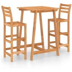 YOUTHUP Ensemble De Bar D'extérieur 3 Pcs Bois D'acacia Massif - Brun