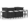 YOUTHUP Meuble De Bar De Jardin 8 Pcs Avec Coussins Résine Tressée Noir - Noir -Table haute et bar Soldes 51884855 1