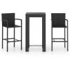 YOUTHUP Jeu De Bar De Jardin 3 Pcs Avec Accoudoirs Résine Tressée Noir - Noir -Table haute et bar Soldes 51892144 1