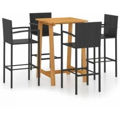 YOUTHUP Ensemble De Bar De Jardin 5 Pcs Noir - Noir