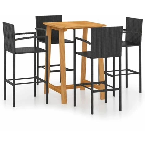 YOUTHUP Ensemble De Bar De Jardin 5 Pcs Noir - Noir 3 YOUTHUP Ensemble De Bar De Jardin 5 Pcs Noir - Noir