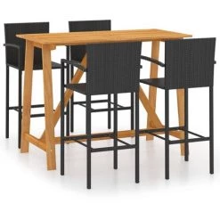 YOUTHUP Ensemble De Bar De Jardin 5 Pcs Noir - Noir