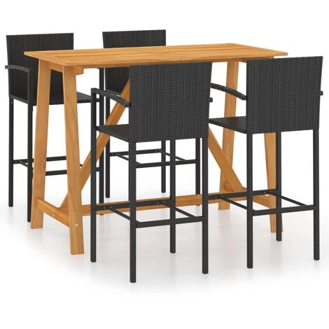 YOUTHUP Ensemble De Bar De Jardin 5 Pcs Noir - Noir 3 YOUTHUP Ensemble De Bar De Jardin 5 Pcs Noir - Noir