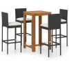 YOUTHUP Ensemble De Bar De Jardin Avec Coussins 5 Pcs Noir - Noir -Table haute et bar Soldes 51893279 1