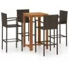 YOUTHUP Ensemble De Bar De Jardin 5 Pcs Marron - Brun -Table haute et bar Soldes 51893281 1