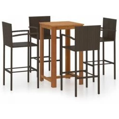 YOUTHUP Ensemble De Bar De Jardin 5 Pcs Marron - Brun