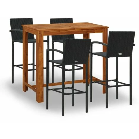 YOUTHUP Ensemble De Bar De Jardin 5 Pcs Noir - Noir 3 YOUTHUP Ensemble De Bar De Jardin 5 Pcs Noir - Noir