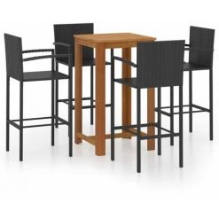 YOUTHUP Ensemble De Bar De Jardin 5 Pcs Noir - Noir