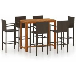 YOUTHUP Ensemble De Bar De Jardin 7 Pcs Marron - Brun
