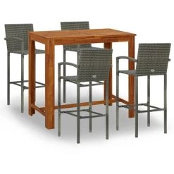 YOUTHUP Ensemble De Bar De Jardin 5 Pcs Gris - Gris